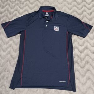 Majestic Mens Size M Navy Blue Red Long Sleeve  Coolbase NFL Polo Shirt